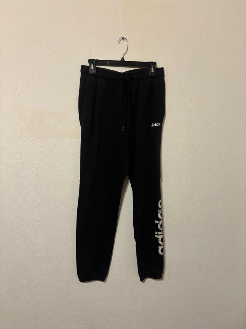 adidas Black Sweatpants with White Logo
